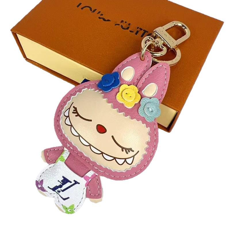 Metal Imitation Leather Keychain Pendant Cartoon Creative Couple Doll Jewelry Bag Pendant