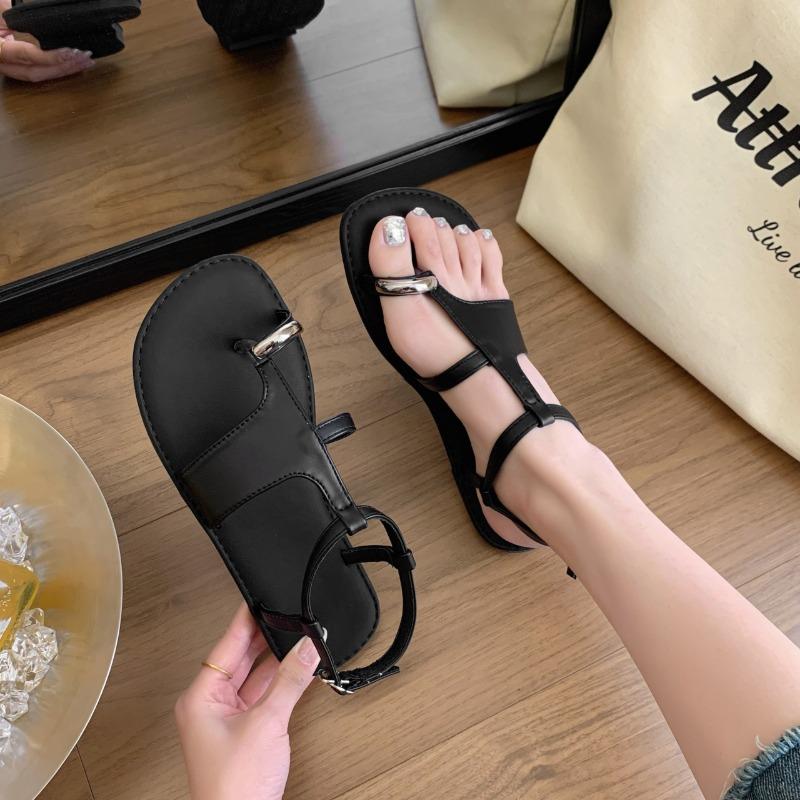 Fashion Women's Sandals Flat Cover Toe Comfortable Women's Shoes 2025 Summer New Retro Women's Casual Roman Sandals Zapatos De Mujer