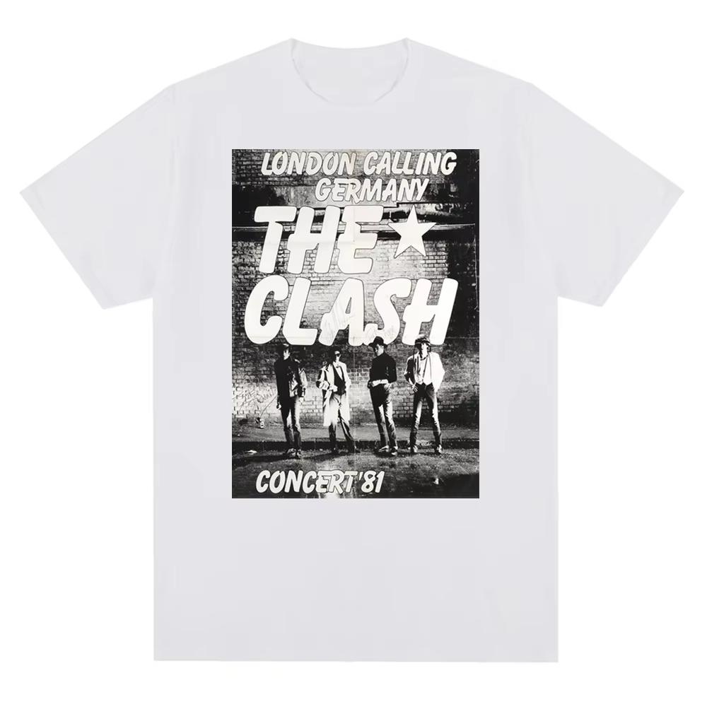 New Crew Neck The Clash London Calling Vintage Design Print Graphic T Shirt Men Music Rock Band Cotton Tees Unisex Clothing Top