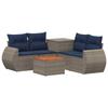 Sofa Set 6 Pcs Grey and Navy Blue Poly Rattan and Steel