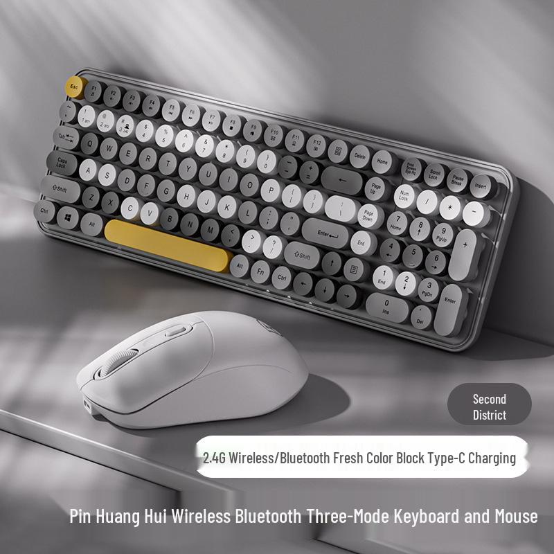 Bluetooth Wireless Silent Mechanical Keyboard & Mouse Set for Girls - Rechargeable and Stylish for Office Use