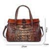 Women's Bag Genuine Leather Top Layer Cowhide Embossed Crocodile Pattern Retro One-shoulder Messenger Women's Bag