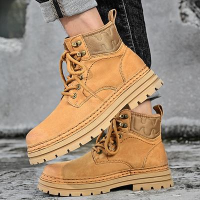 Fashion Lace-Up Mens High Top Sneakers Male Comfortable Motorcycle Boots All-match Male Walking Shoes Luxury Brand Men's Basic Boots