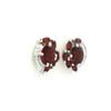 Garnet Oval & Marquise Stud Earrings 925 Sterling Silver Rhodium Plated Floral Gemstone Earrings Gift for Women