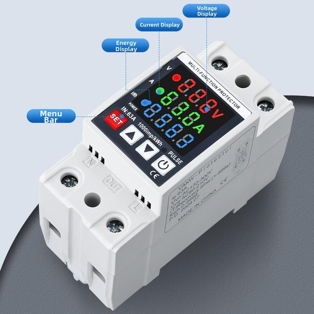 Energy Meter with Adjustable Settings for Home Use Over Under Voltage Protection and Precise Power Measurement