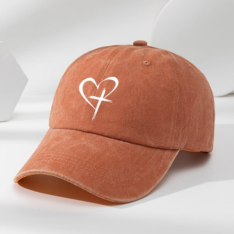 Love Cross Printed Baseball Cap Fashionable Outdoor Leisure Sports Sun Hat Washed Retro Soft Top Comfortable Peaked Cap