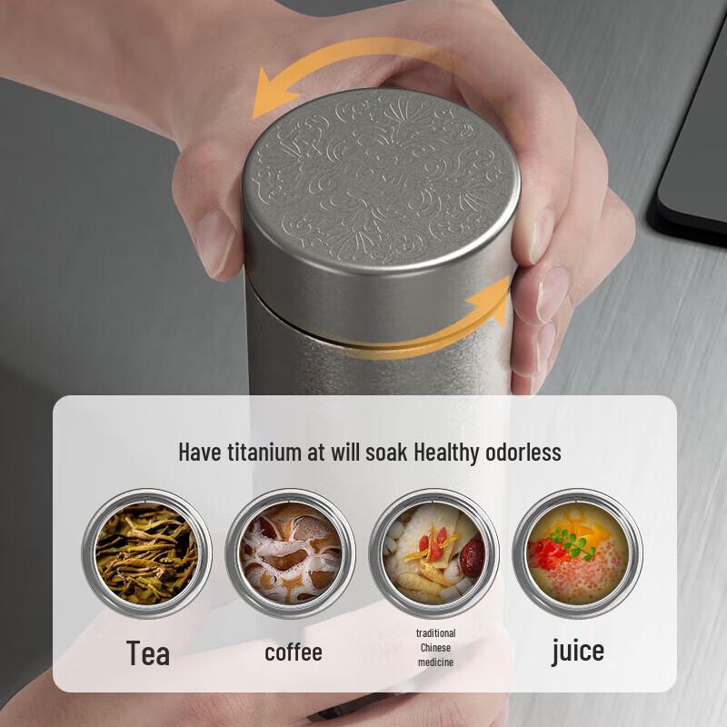 TEMEKE 420ml Double-Layer Pure Titanium Insulated Tea Cup