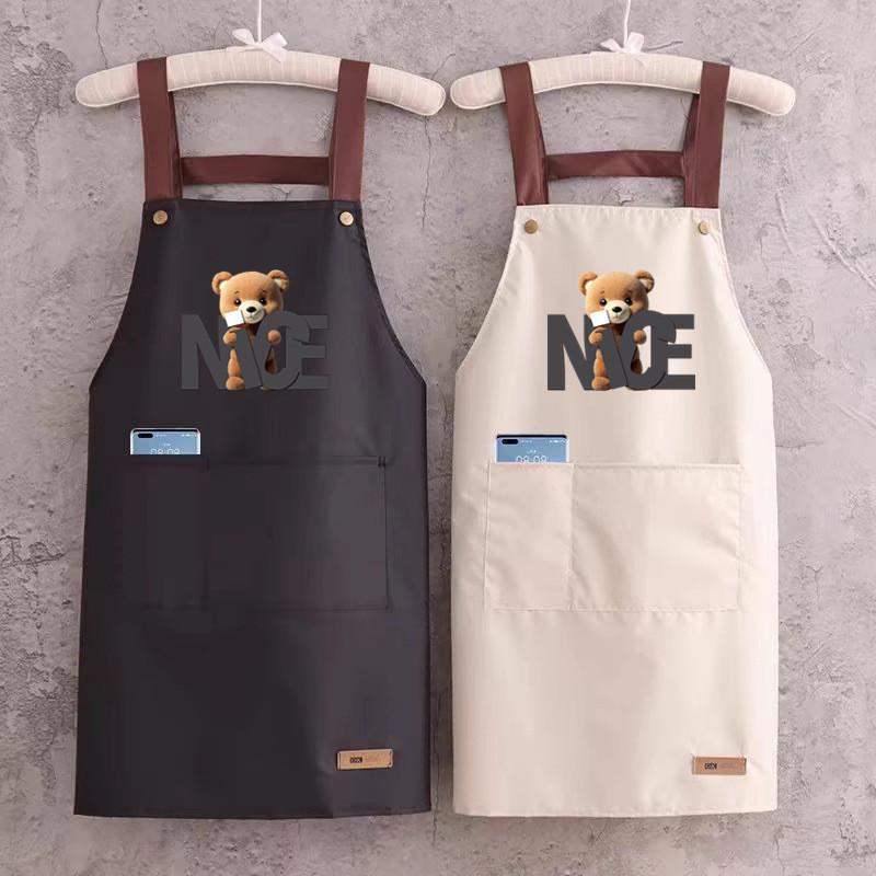 Nice Bear Waterproof Apron With Oil Resistant Composite Fabric For Kitchen Cooking Special Characters Included