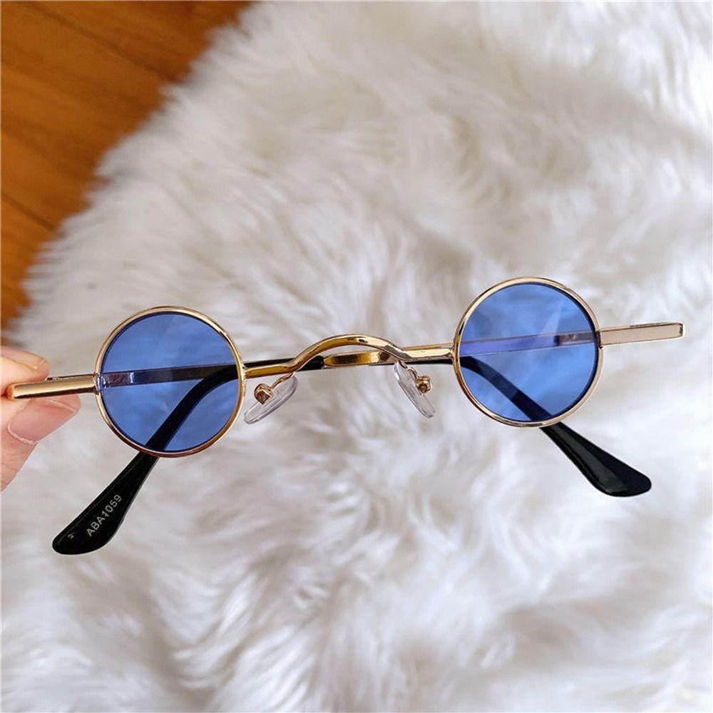 Kleine Runde Sonnenbrille Ultra Metallrahmen Hip Hop Punk Sonnenbrille Mini Bonbonfarbene Sonnenbrille Ins Modische Shades für Damen Herren