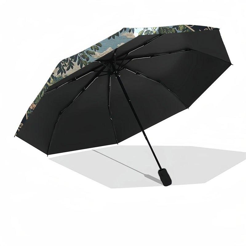 Renaissance Castle Scene Decorative PlateUmbrella with Cute Design,Portable 3-Fold Compact Umbrella for Men&Women,Valentine's Day Mother's D