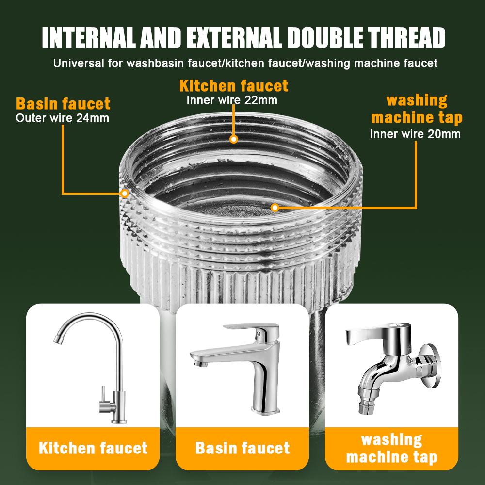 Verbesserter Metall 1440° Drehbarer Verlängerungs-Wasserhahn Sprühkopf Universal 2 Modi Badezimmerarmatur Verlängerungsadapter Belüfter Wasserhahn Verlängern