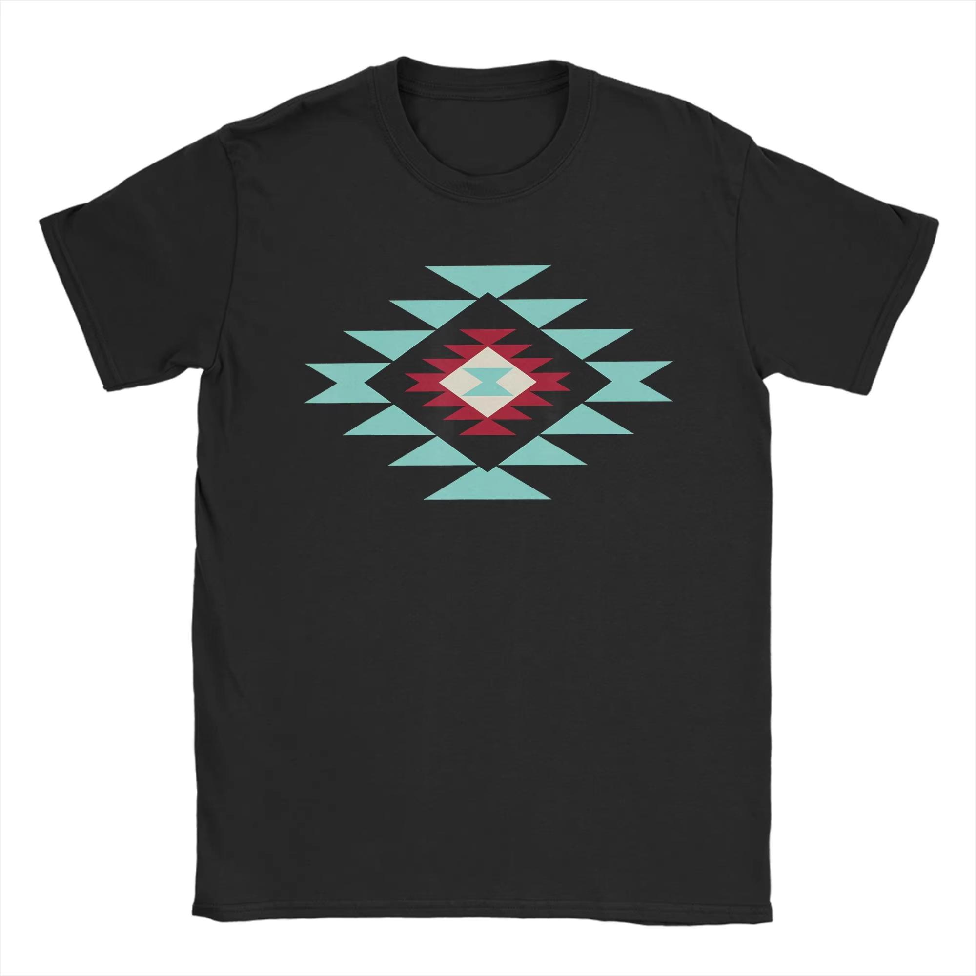 Southwest Santa Fe Navajo Indian Tribal Tshirt unisex Loose Short Sleeve Cotton fashion 2026 New Summer Men Aztec style shirt S