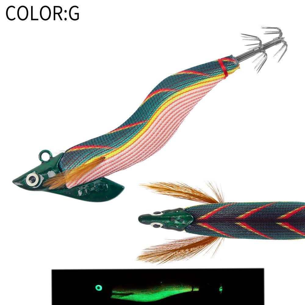 luminescent Squid Bait Egi 3.0 Hook 30g Weight Artificial Lures Cuttlefish Shape Sycamore Wooden Squid Hooks Night Fishing