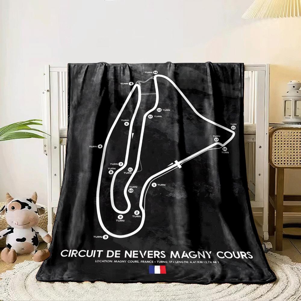 The picture shows a winding 17-turn motorsport circuit layout in France. for all seasons blanket lunch break throw gift 80cm x 120cm