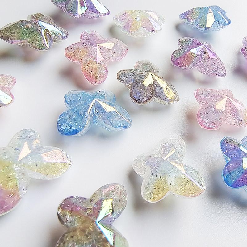 Iridescent Crackle Diamond Butterfly Beads for DIY Jewelry Making