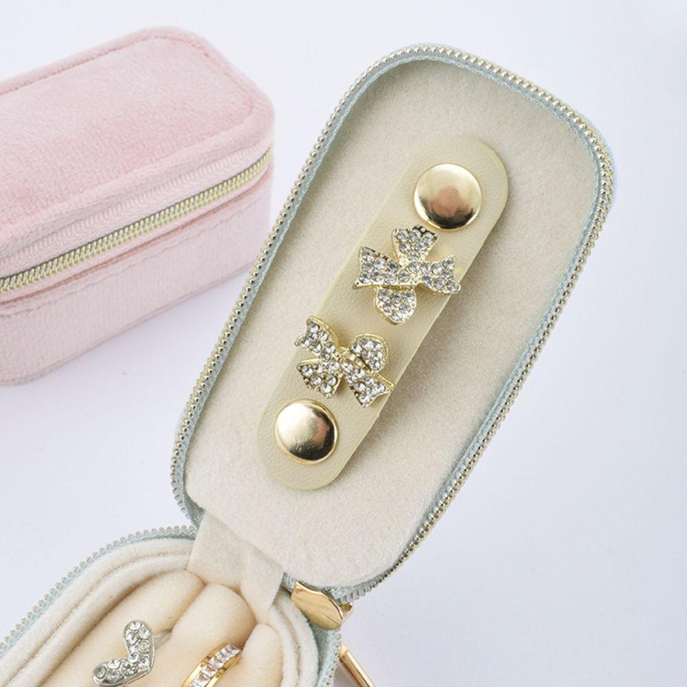 Zipper Closure Jewelry Organizer Velvet Material Jewelry Case Jewelry Storage Box  Travel Use