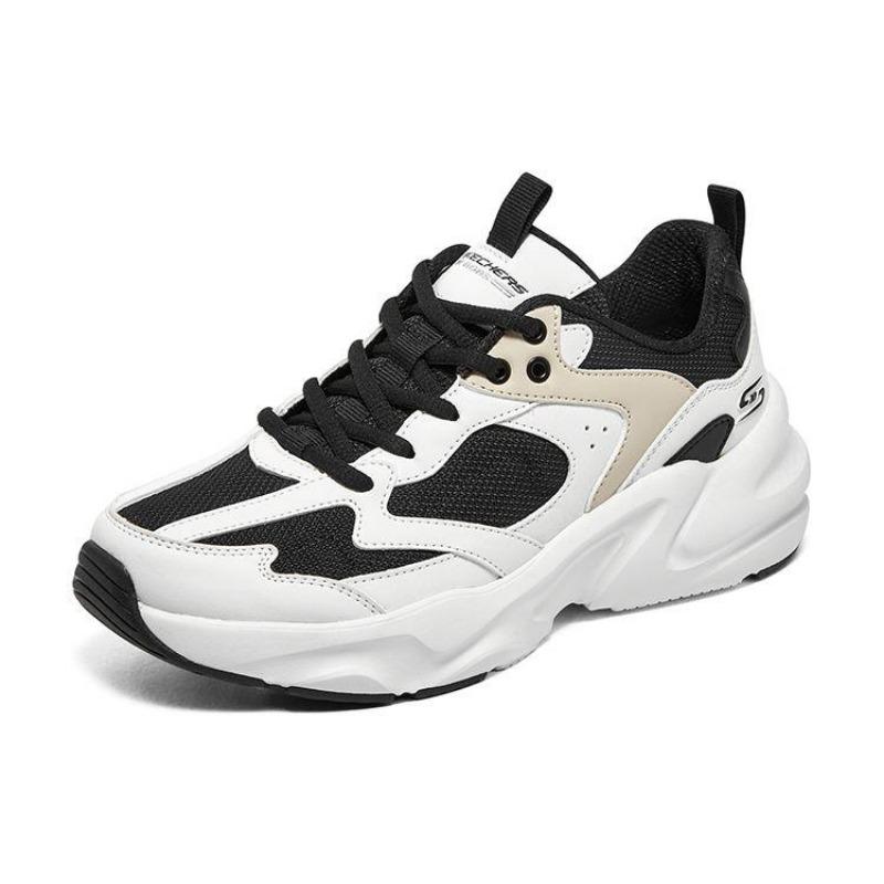 Skechers D'LITES Wave Women Casual Shoes White Black Beige 117365-BKW