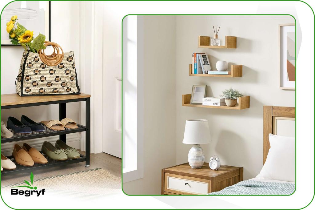 Honey Brown Wall Shelf For Living Room Bedroom 60X15X10