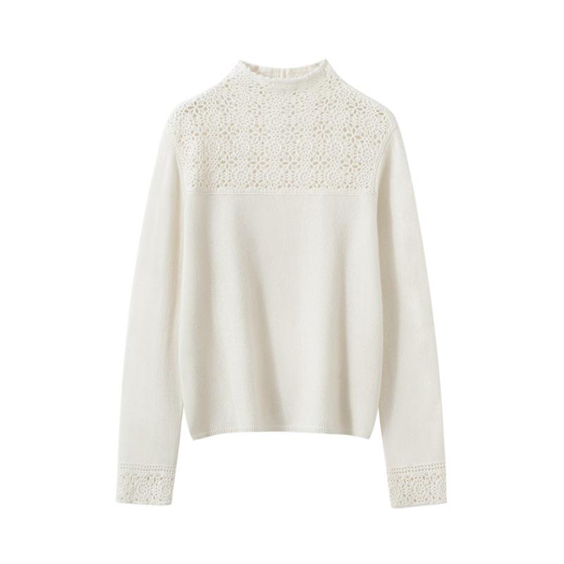 Romantic & Aesthetic High Neck 100% Pure Cashmere Red Sweater – Warm, Soft, Knitted Base Layer for Women