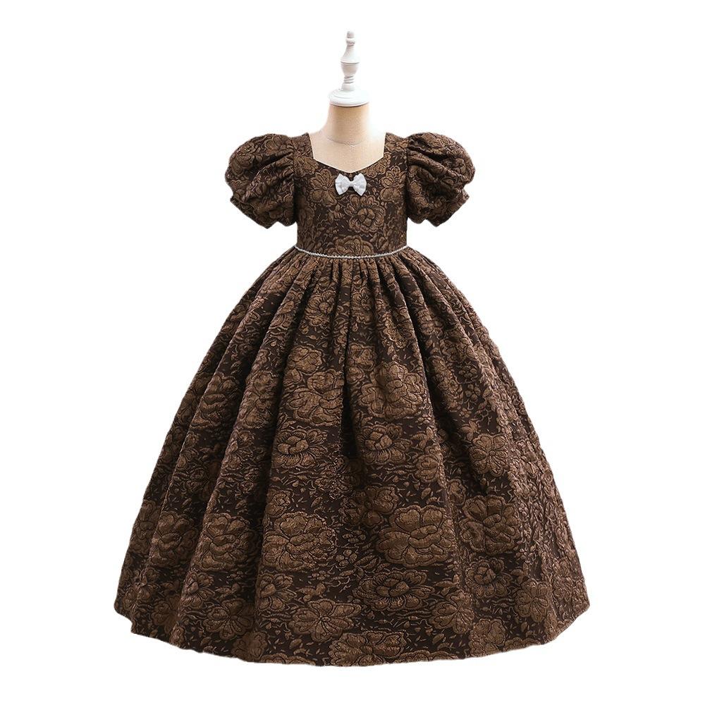 

Летнее белое тюлевое платье с цветочным принтом для девочек, вечернее кружевное платье принцессы на свадьбу для первого причастия, детские праздничные платья для девочек, платье подружки невесты 170 кофейный