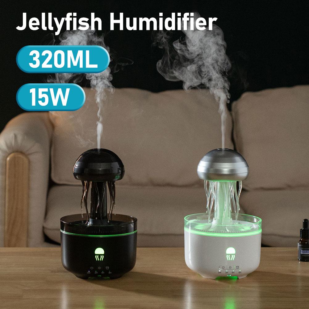 Jellyfish Essential Oils Diffuser Large Capacity Humidifier with 7 Color Lights Jellyfish Aroma Diffuser Raindrop Sleeping Night