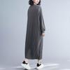 Kleid für Damen Baumwolle Übergröße Locker Stretch Lässig Einfarbig Weich Langarmkleider
