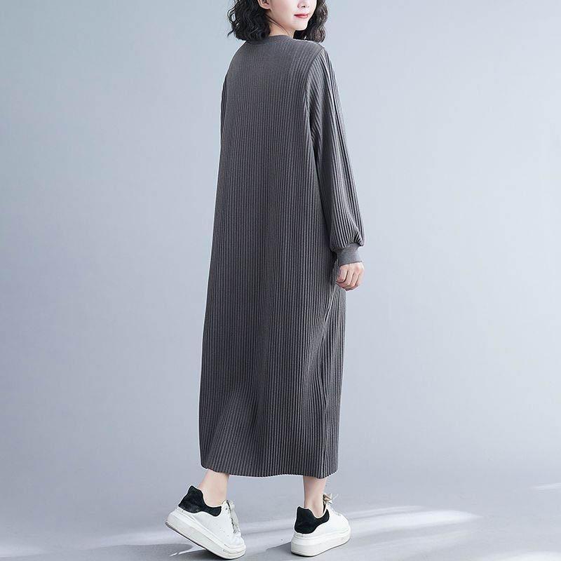 Dress for Woman Cotton Plus Size Loose Stretch Casual Solid Color Soft Long Sleeve Dresses