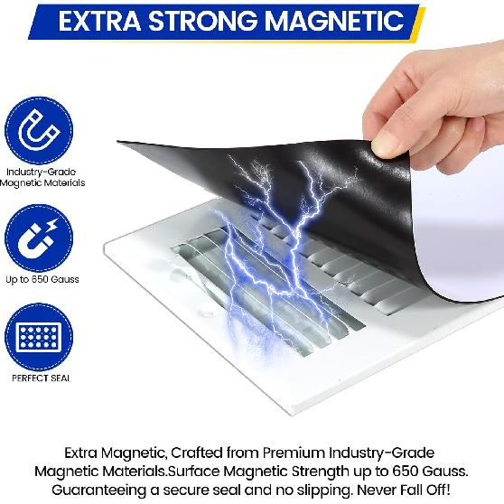 Magnetic Vent Covers, Extra Strong Magnets, 8" X 12" (4 Pack) Ultra Thick 60mil, Complete Seal, Air Vent Covers for Home Floor, Ceiling, Wall