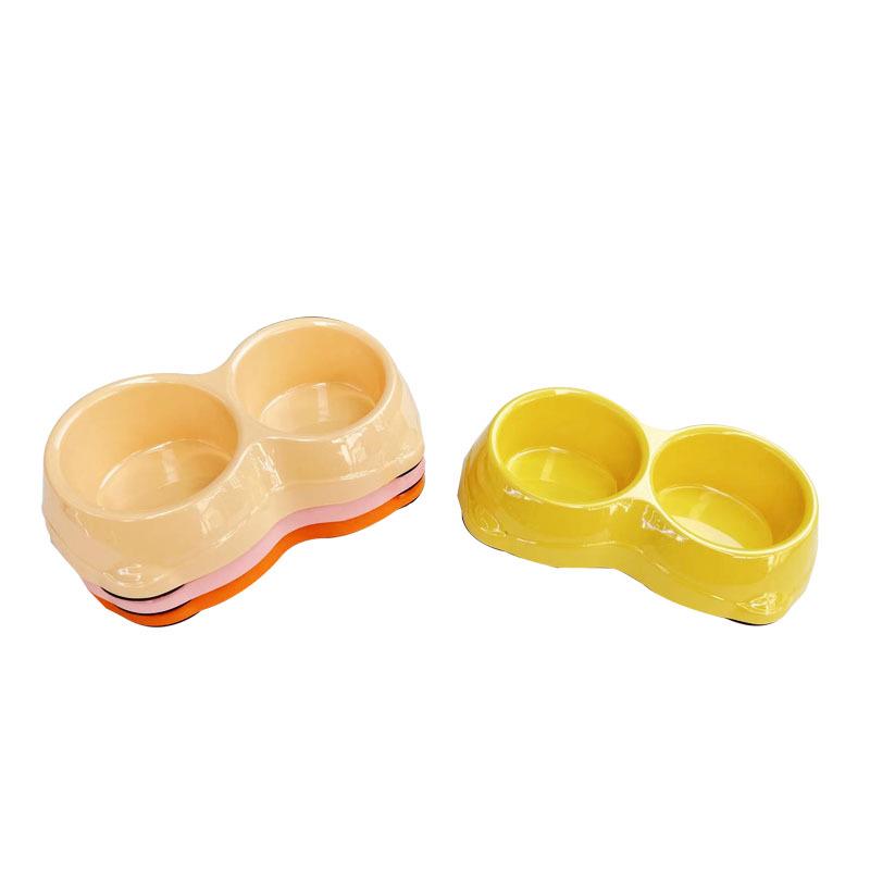 Melamine Oblique Mouth Pet Bowl for Cats and Dogs - Double Bowl with Neck Protection
