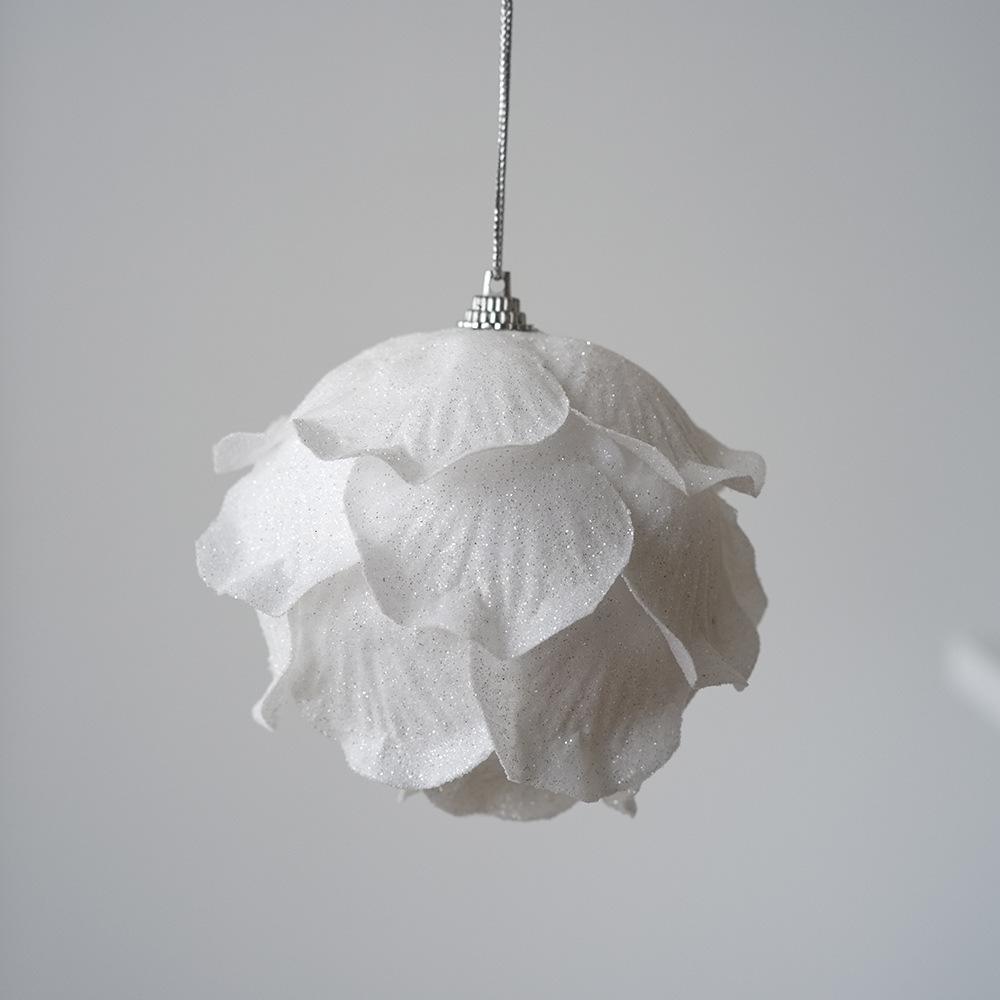 White Petal Christmas Ball Ornament with Sticky Powder Foam Decor for Festive Tree and Atmosphere.