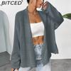 BITCED Loose-Fit Lightweight Knitted Cardigan Jacket for Women Autumn Solid-Colour Casual Outerwear Cardigan
