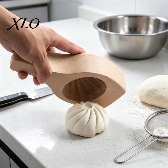 Pastry Shaping Tool Wooden Steamed Bun Maker Mold, Handmade Dough Pressing for Buns, Solid Durable Baking Mold Wood Kitchen Gadget Asian Dumpling And