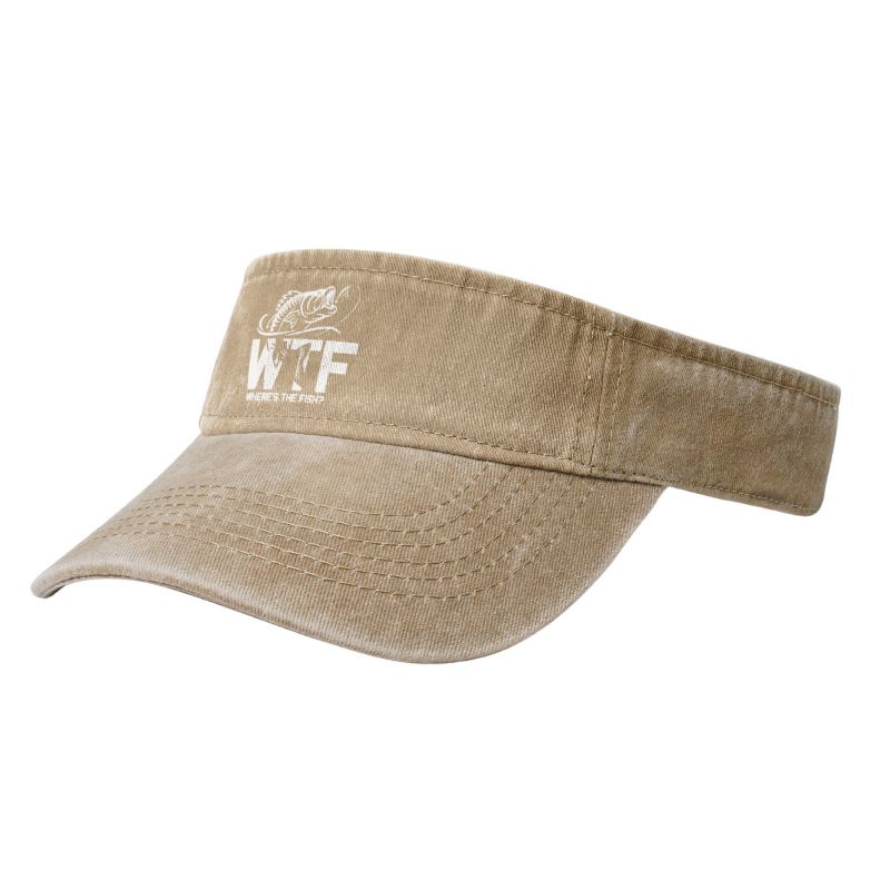 WTF Where's The Fish Print Sport Sun Visor Hats Cotton Baseball Cap Empty Top Baseball Sun Cap for Men Women Running Golf Tennis
