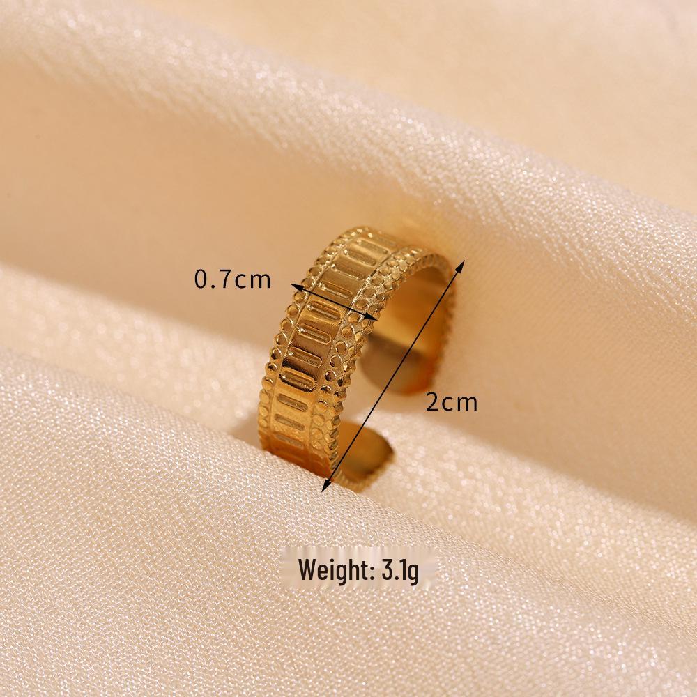 Adjustable Minimalist Geometric Open Stainless Steel Women's Ring - Gold-Plated, Hydraulic Vacuum Finish
