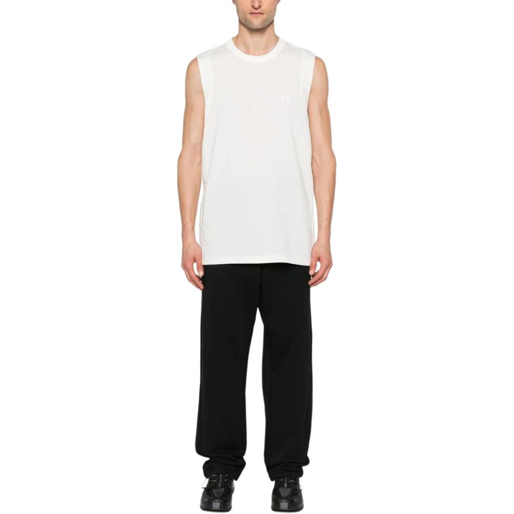Y-3 Solid Color Sleeveless Crew Neck Tank Top Men Tops White IV8236