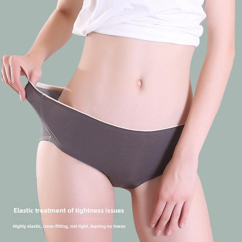 Women's Mid-rise Cotton Briefs with Antibacterial, Seamless, Cute, Solid-colour Triangle Panties
