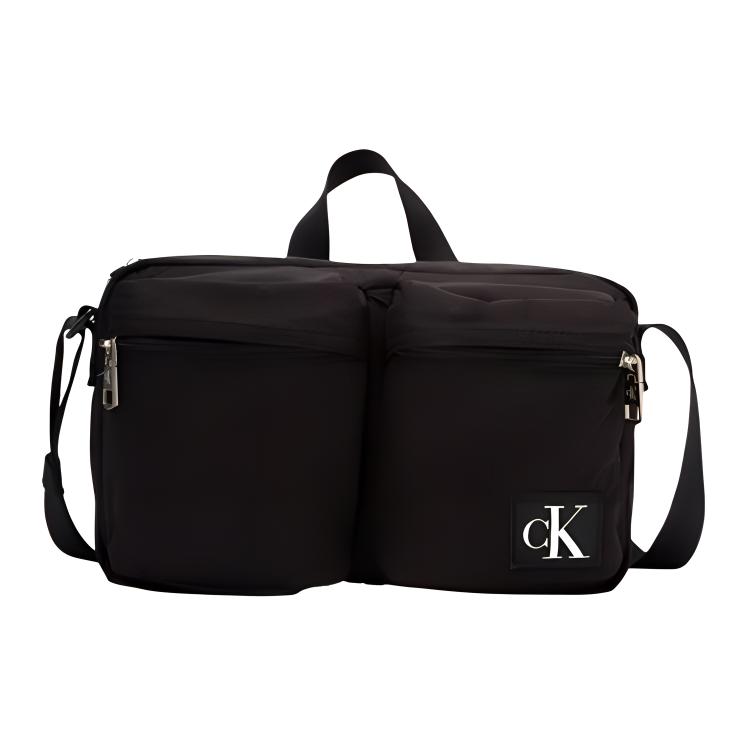 

Calvin Klein Logo Zipper Closure Fabric Shoulder Crossbody Tote Bag Medium Men Bags Black HH3777-001 Black