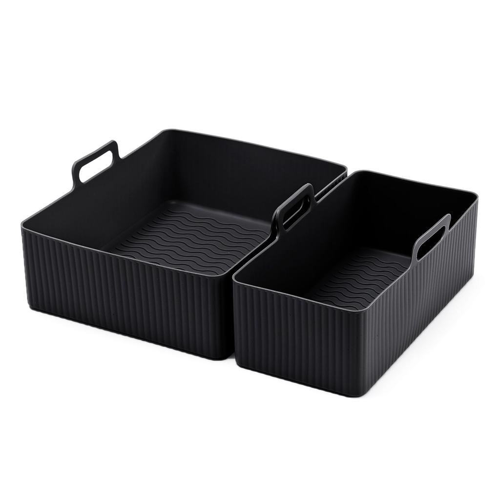 2pcs Set Silicone Air Fryer Mat AirFryer Baking Pan Mold Reusable Oven Baking Tray Pad Non-stick Basket Liners Pot Kitchen Tool