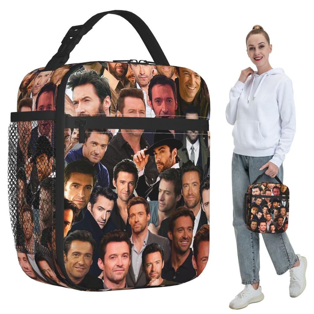 Hugh Jackman Photo Collage Insulated Lunch Bag for Kids School Cooler Thermal Food Box Tote Portable Lunch Boxes Container