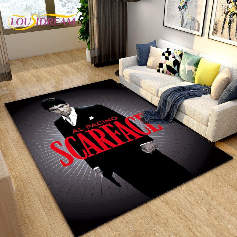 Film Scarface 3D tisk koberec velký, koberec do obývacího pokoje, ložnice, pohovky, rohožky, dekorace, dětské hrací protiskluzové rohožky