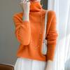 For Autumn and Winter Piled Turtleneck Sweaters Trendy Cut-out Knitted Sweaters for Women and Solid-color Casual Pullovers