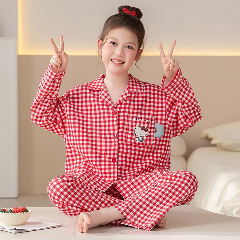 100% Cotton Girls Long Sleeve Pajama Set Princess Style Sleepwear Kids Ages 8 Comfortable Home Outfit