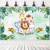 Animal Forest Fotografi Bakgrund Vinyl Djungelväxter Foto Bakgrund Dekor Banner Baby Shower Tillbehör Grattis på Födelsedagen Bröllop