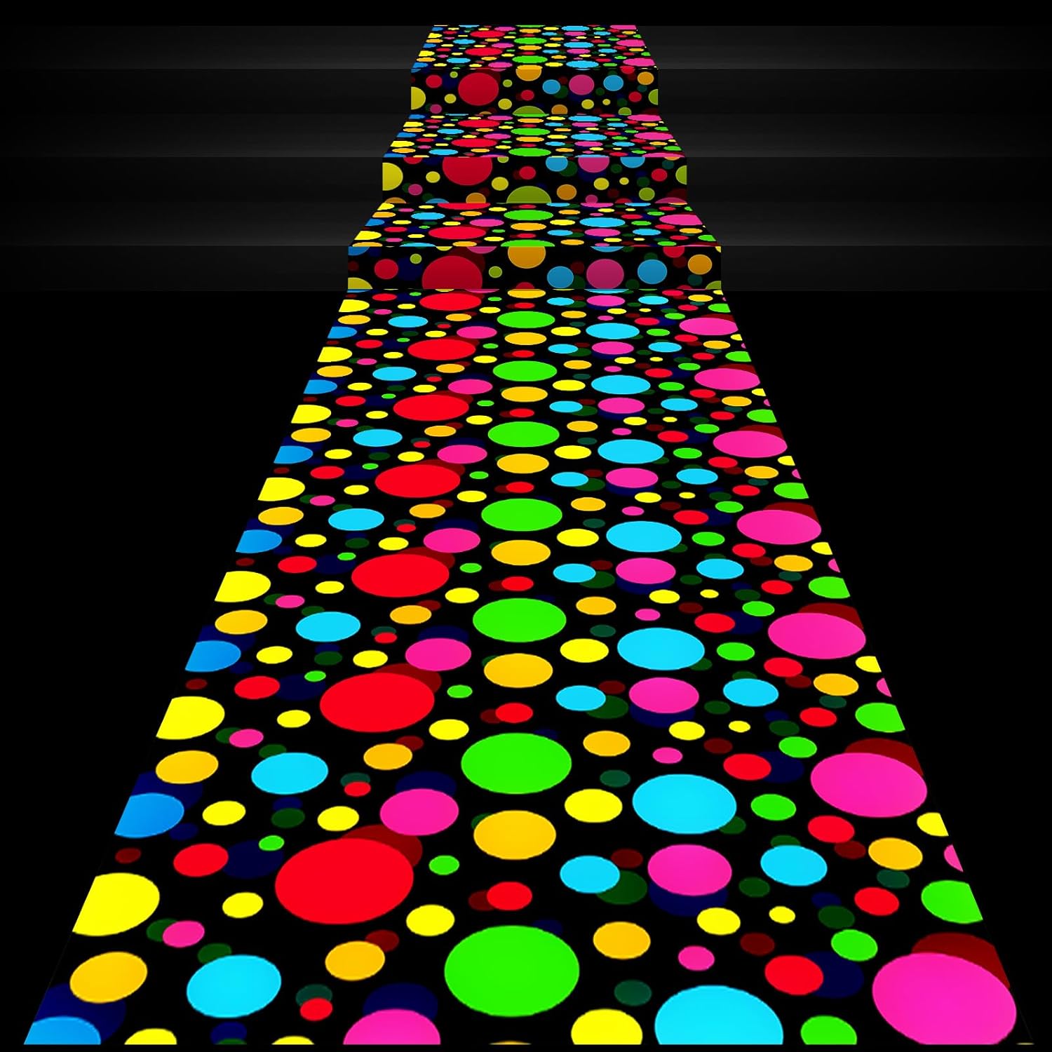 Mixweer 118 x 39 дюймов Одноразовый Круглый Точечный Неоновый Танцпол Декорации для Вечеринки 80-х 90-х DIY Пластиковый ПЭ Танцпол Неоновый Ковер Дорожка Дорожка для Прохода 1