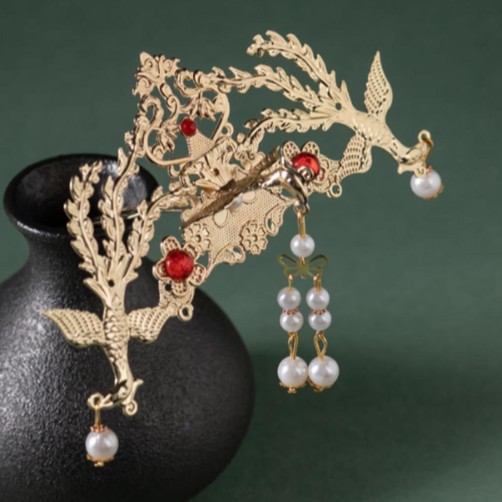 Wedding Tiara Pearl Tassel Hairpin Retro Bridal Headwear Hair Accessories Hanfu Hair Crown Women