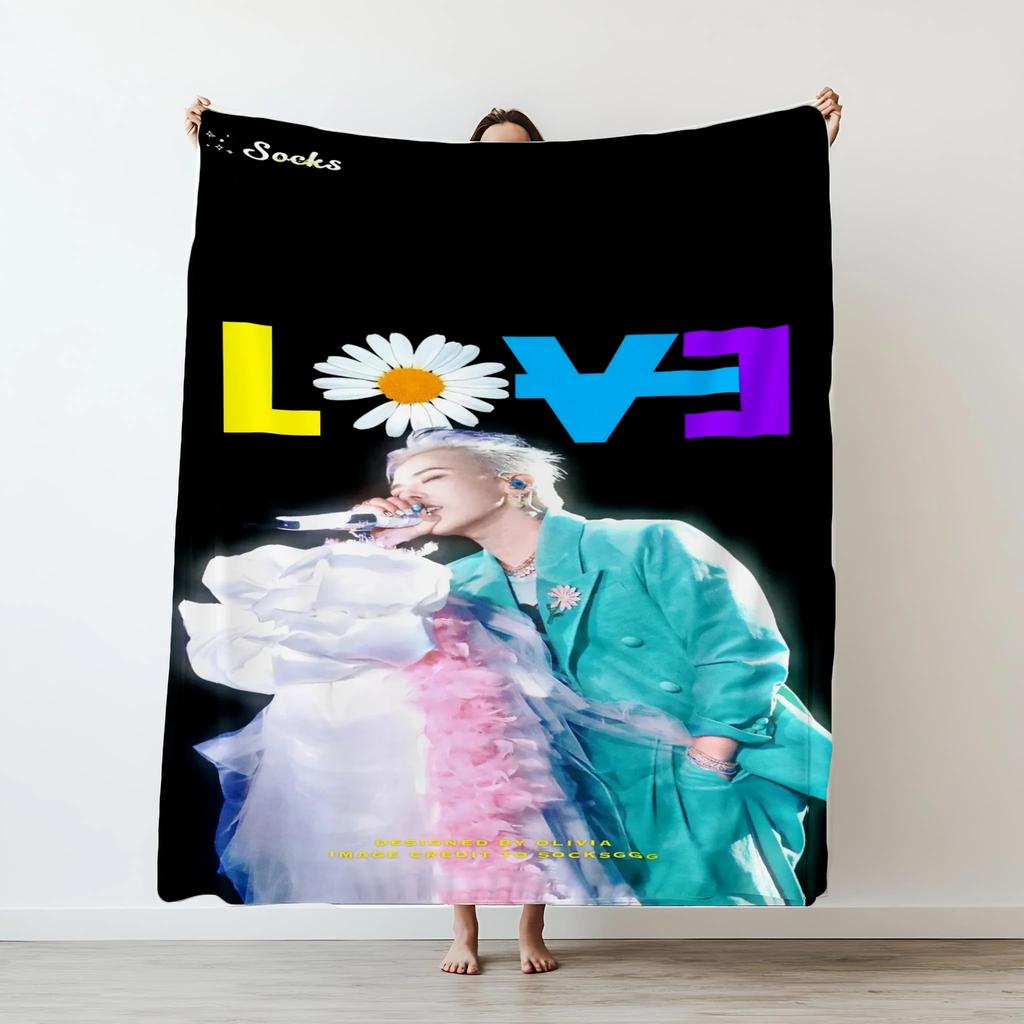 BIGBANG GDRAGON Custom Flannel Pattern Throw Blanket for Nap Time Perfect for Sofa Office AirConditioned Spaces
