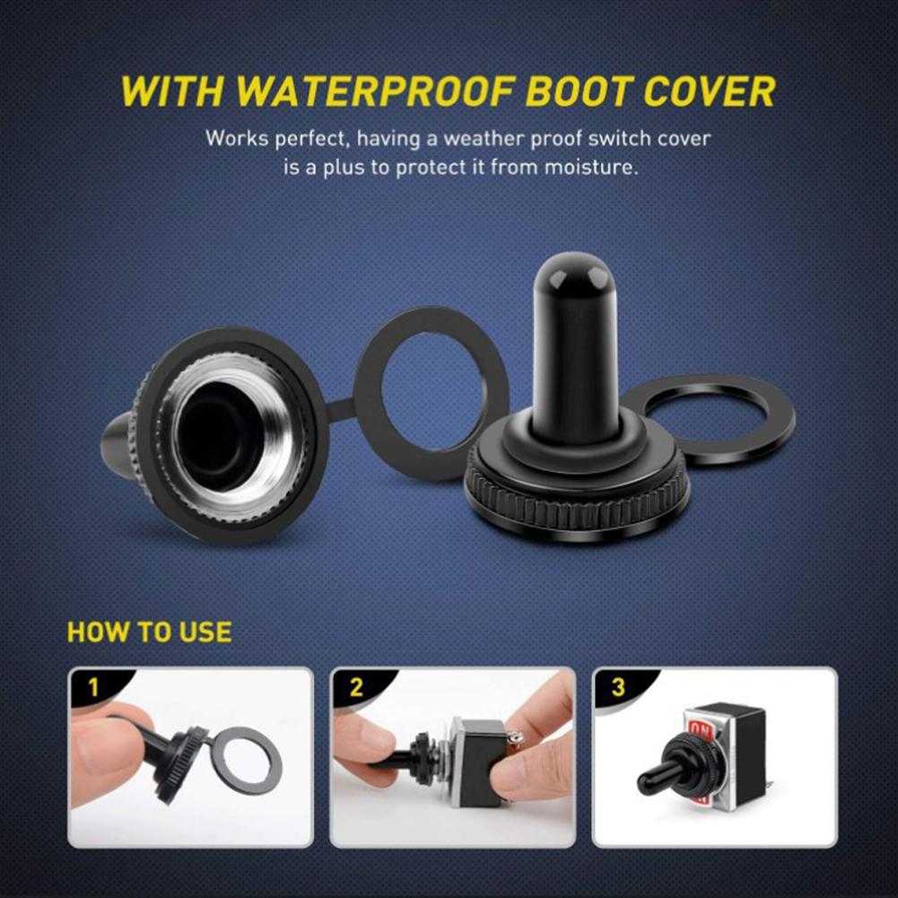 5/1pcs 12V Auto Toggle Switch Boat Marine Heavy Duty Toggle Flick Switch w/ Waterproof Cover ON/OFF Car Dash Metal SPST Terminal