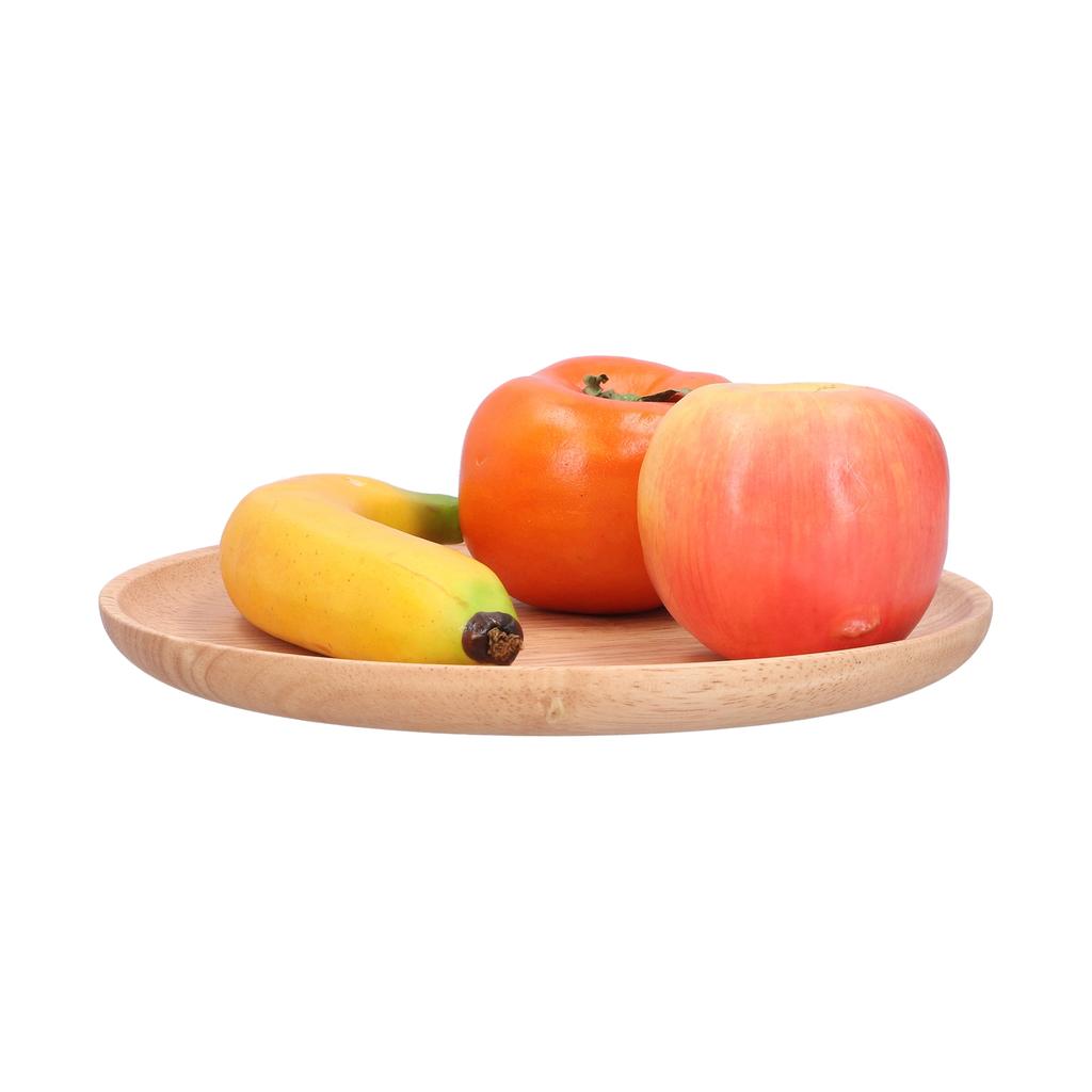 Rubber Wood Dinner Plate Round Tea Serving Tray Fruit Snack Tray Food Storage Plate24cm