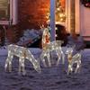 3Pcs Iron Art Elk Deer Christmas Garden Decoration With LED Light Glowing Glitter Reindeer Xmas Home Outdoor Yard Ornament