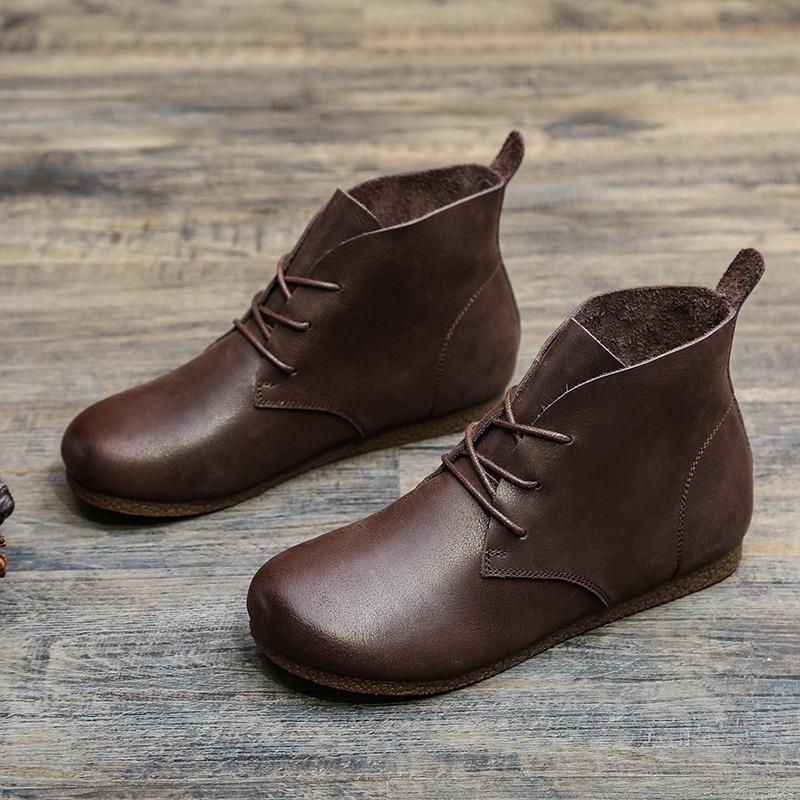 Women's Marton Boots Genuine Leather Autumn Lace-up Motorcycle Boots Ladies British Style Women's Ankle Boots